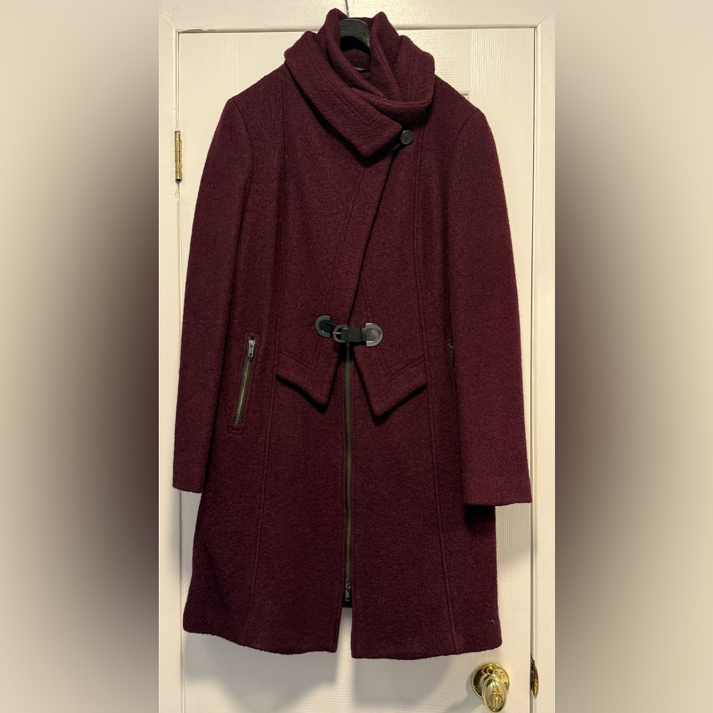 Soia & Kyo Women's Wool Coat in Deep Burgundy